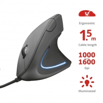 Мышь VERTO ERGONOMIC USB BLACK 22885_TRUST