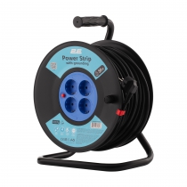 Удлинитель сетевой 2E REEL 50м, 4xТипF, 16A, чёрно-синий 2E-CR4315IP20M50