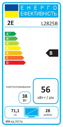 Монітор 2E 28" L2825B 2xHDMI, DP, IPS, NTSC 84%, 3840x2160, FreeSync 2E-L2825B-01.UA