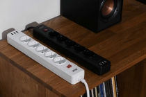 Удлинитель-фильтр сетевой 2E 5xТип F, 3x1.5мм кв, 16A, 3xUSB-A, с защитой от перенапряжения, 2м, белый 2E-SP515M2USBWH
