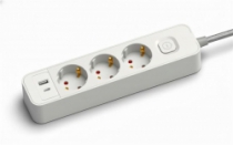 Подовжувач мережевий 2E TwoColors 3м, 3xТипF, 16A, 2xUSB-C, 1x USB-A, біло-чорний 2E-U03ESU33WB