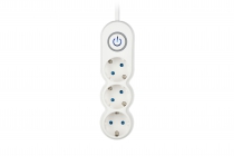 Мережевий фільтр 2Е Plus 3XSchuko з вимикачем, 3G*1.0мм, 3м, white 2E-U03VES3M