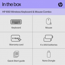 Комплект клавіатура та миша HP 650, WL, EN/UK, чорний 4R013AA