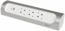 Подовжувач мережевий Legrand без кабелю, 3xТипF, 16A, 1xUSB-A,1xUSB-C, кутовий, білий 694504