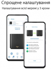 Маршрутизатор ASUS ZenWiFi XT9 2PK AX7800 3xGE LAN 1x2.5GE WAN 1xUSB 3.2 MU-MIMO OFDMA MESH black 90IG0740-MO3B30