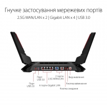 Маршрутизатор ASUS GT-AX6000 4xGE LAN 1x2.5GE LAN 1x2.5GE WAN 1xUSB 3.1 1xUSB 2.0 MU-MIMO OFDMA MESH 90IG0780-MU9B00