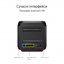 Маршрутизатор ASUS ROG Rapture GT6 1PK black AX10000 3xGE LAN 1x2.5GE WAN 1xUSB 3.2 g1 WPA3 OFDMA MESH 90IG07F0-MU9A10