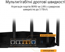 Маршрутизатор ASUS TUF-AX6000 4xGE LAN 1x2.5GE LAN 1x2.5GE WAN 1xUSB3.2 MU-MIMO OFDMA MESH gaming AURA RGB 90IG07X0-MO3C00