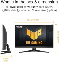 Монітор Asus 31.5" TUF Gaming VG32WQ3B 2xHDMI, DP, MM, VA, 2560x1440, 180Hz, 0.5ms, sRGB 120%, CURVED, AdaptiveSync, HDR10 90LM0AP1-B01171