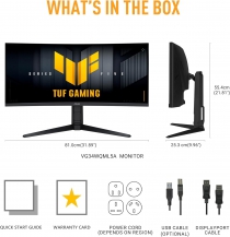Монітор Asus 34" TUF Gaming VG34WQL5A 2xHDMI, 2xDP, 4xUSB, MM, VA, 3440x1440, 21:9, 200/400Hz, 1ms, sRGB 120%, CURVED, FreeSync, HAS, HDR400 90LM0CI1-B01171