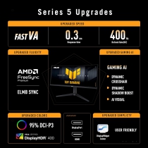 Монітор Asus 34" TUF Gaming VG34WQL5A 2xHDMI, 2xDP, 4xUSB, MM, VA, 3440x1440, 21:9, 200/400Hz, 1ms, sRGB 120%, CURVED, FreeSync, HAS, HDR400 90LM0CI1-B01171