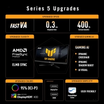 Монітор Asus 34" TUF Gaming VG34WQ5A 2xHDMI, 2xDP, 2xUSB, MM, VA, 3440x1440, 21:9, 200/400Hz, 0.5ms, DCI-P3 95%, CURVED, FreeSync, HDR400 90LM0CP1-B01171