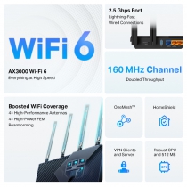 Маршрутизатор TP-LINK ARCHER AX55 PRO AX3000, 3xGE LAN, 1xGE WAN/LAN, 1x2.5GE WAN/LAN, 1xUSB 3.0, MESH ARCHER-AX55-PRO