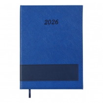 Дневник датированный 2026 PRESTIGE, A5, синий, штуч.кожа Buromax BM.21147-02