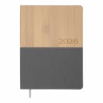 Щоденник датований 2026 CORAL, A5, сірий, штуч.шкіра Buromax BM.21155-09