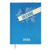 Дневник датированный полиграфический UKRAINE 2026, A5, голубой Buromax BM.2157-14