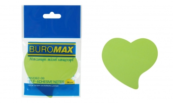Блок для нотаток "Серце", 50 арк., асорті, неон Buromax BM.2362-99