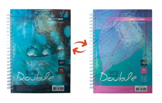Книга для нотаток DOUBLE А6, 96 арк., пружина, кліт., тв. лам. палітурка, бірюзовий Buromax BM.24671101-06