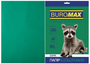 Папір кольоровий А4, 80г/м2, DARK тем.-зелений, 20л. Buromax BM.2721420-04