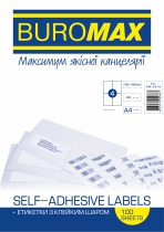 Етикетки з клейким шаром 4шт., 105х148,5мм (100 аркушів) Buromax BM.2816