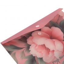 Папка конверт А5 на кнопке, PEONY ARABESKI, полупрозрачная, розовая Buromax BM.3919-10