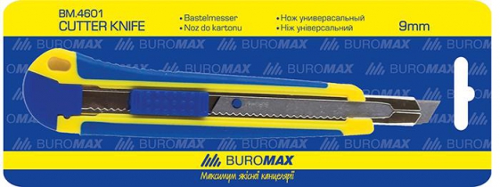 Ніж універсальний 9 мм, мет. направляюча, пластик. корпус з гум. вставками Buromax BM.4601