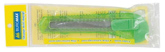 Ніж канц. 18мм, прозор.пласт.корпус, мех фіксатор леза, JOBMAX Buromax BM.4646