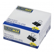 Биндер-зажим, 61 мм, черный, по 6 шт. в карт.коробке Buromax BM.5300