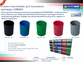 Стакан пластик. для письменных принадлежностей JOBMAX, синий Buromax BM.6351-02
