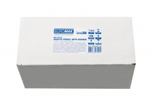 Карандаш графитовый L2U, HB, деревянный корпус, с резинкой, карт. коробка 144шт. Buromax BM.8518