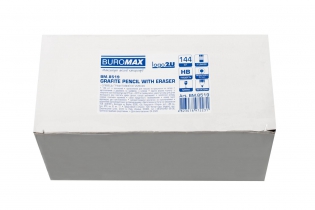 Олівець графітовий L2U, HB, чорний, з гумкою, карт. коробка 144шт. Buromax BM.8519