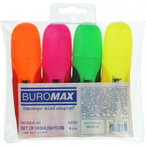 Набор из 4-х текст-маркеров Neon с резин. вставками Buromax BM.8904-84