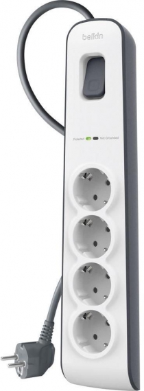 Сетевой фильтр Belkin 4хSchuko, c защитой от перенапряжения, 525 Дж, 2m White BSV400vf2M