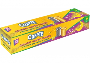 Гуаш з золотом та сріблом, 6 кольорів COOLFORSCHOOL CF60162