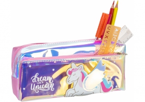 Пенал голографічний на 2 відділення на блискавках, рожевий COOLFORSCHOOL CF86959