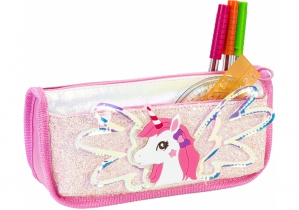 Пенал с блестками на 2 отделения на молниях, розовый COOLFORSCHOOL CF87064