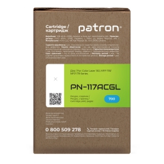 Тонер-картридж совместимый HP 117a (w2071a) green label, голубой Patron (pn-117aсgl) CT-HP-W2071A-C-PN-GL