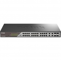 Коммутатор D-Link DSS-200G-28MPP 24xGE PoE, 4xSFP/GE, 518Вт, Неуправляемый