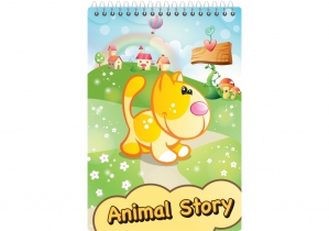 Блокнот "Animal story', А6, пластикова обкл., глітер, 48 арк., верхня спіраль, кліт. ECONOMIX E20319-98