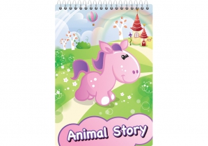 Блокнот "Animal story', А6, пластикова обкл., глітер, 48 арк., верхня спіраль, кліт. ECONOMIX E20319-98