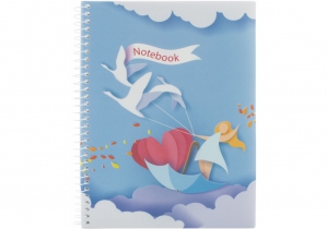 Блокнот "Spring Mood: Swan" А5, пластикова обкл., спіраль, 80 арк., клітинка ECONOMIX E21952-02