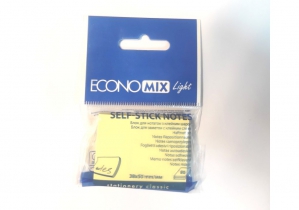 Блок для нотаток з клейким шаром 38х50 мм Economix Light, 80 арк., жовтий E27930