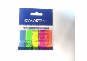 Закладки з клейким шаром 12х45 мм Economix Light, 100 шт., 5 неонових кольорів E27945