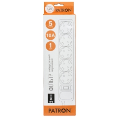 Мережевий фільтр для дбж 5 розеток Black 1 м, 3*1мм2 sp-1053u Patron EXT-PN-SP-1053U