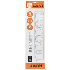 Мережевий фільтр для дбж 5 розеток Black 2 м, 3*1мм2 sp-1055u Patron EXT-PN-SP-1055U