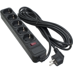 Мережевий фільтр 5 розеток Black 5.0 м, 3*1мм2 sp-1055 Patron EXT-PN-SP-1055