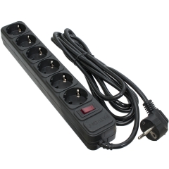 Мережевий фільтр 6 розеток Black 3.0 м, 3*1мм2 sp-1063 Patron EXT-PN-SP-1063