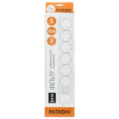 Мережевий фільтр для дбж 6 розеток Black 2 м, 3*1мм2 sp-1065u Patron EXT-PN-SP-1065U