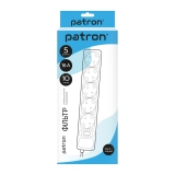 Фильтр сетевой 5 розеток, 10 м, черный, 3*1,5мм2 Patron (SP-16510) EXT-PN-SP-16510