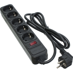Мережевий фільтр 5 розеток Black 1.8 м, 3*1.5мм2 sp-1652 Patron EXT-PN-SP-1652